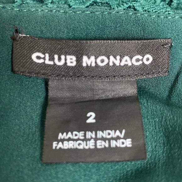 Club Monaco Eucalyptus Green Bliannah Lace V-Neck Peplum Knee Length Dress Sz. 2 - Picture 9 of 11